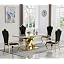 Gold & White Faux Marble Table + 4 Black Chairs (Petal Shaped)