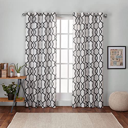 Exclusive Home Kochi Light Filtering Linen Blend Grommet Top Curtain Panel Pair, 54"x96", Black