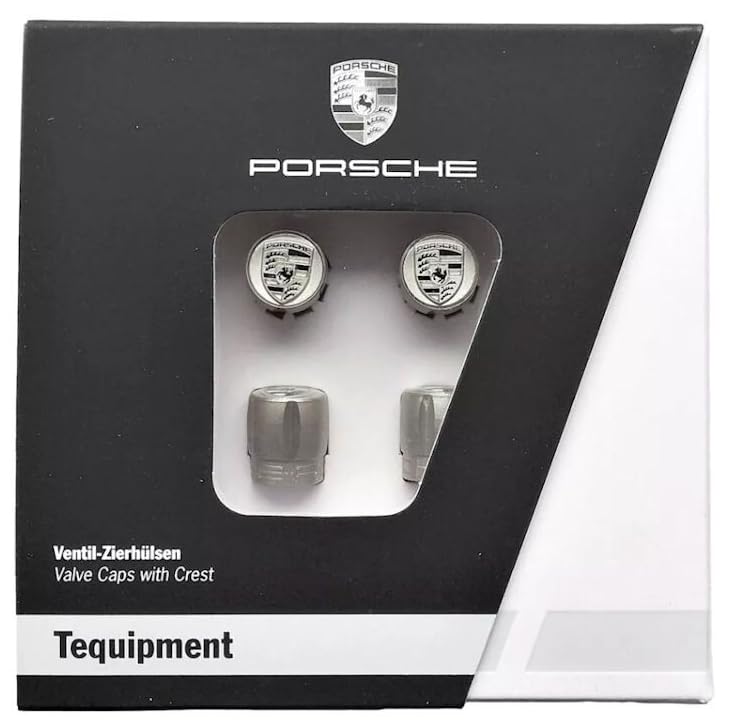 OE PORSCHE NAKRĘTKI OZDOBNE NA WENTYLE KÓŁ PORSCHE SREBRNE 99104460268