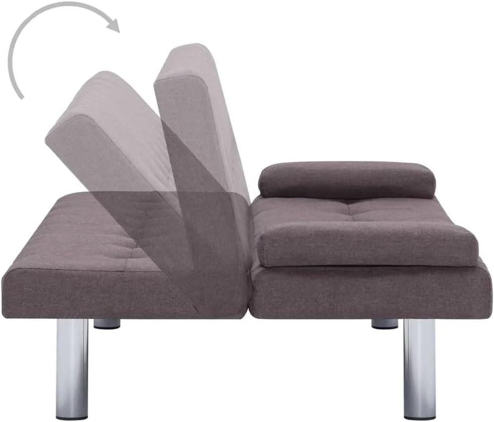 Sofa Bed with Two Mats Gray Tan Polyester Moderns Sofa Comfort Living Room Sofa Styles