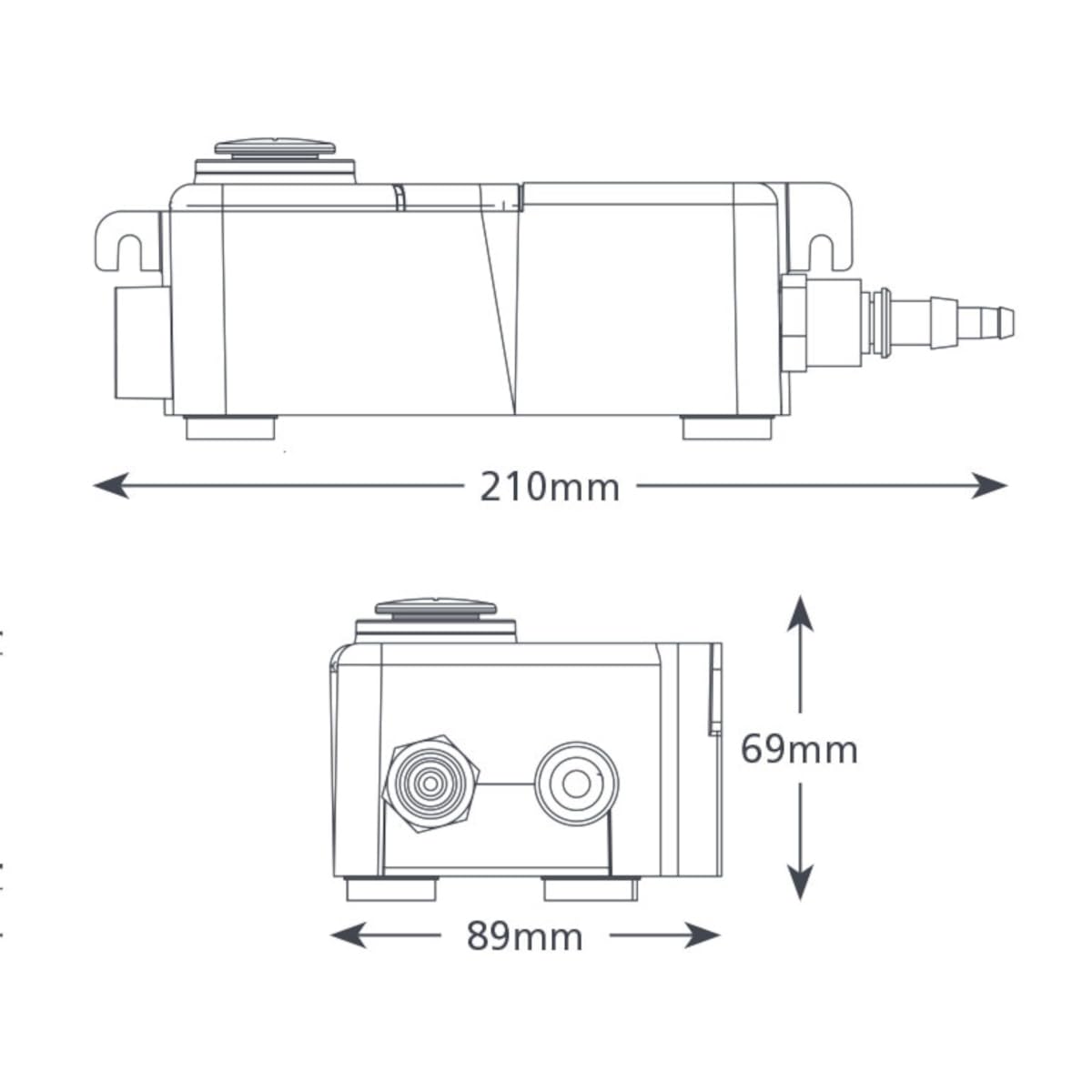 Aspen Pumps Mini Tank FP1056/2 - Bomba de Evacuación de Condensados, 35 L/h, 15 Metros, IP65, con Depósito de 0,24 L, para Sistemas de Aire Acondicionado y Refrigeración