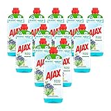 Ajax Allzweckreiniger Reines Zuhause 12 x 1L - antibakteriell, Salbei- & Holunderblütenduft, mit ätherischem Salbeiöl