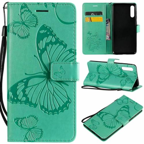 Protection Samsung Galaxy A55 5G verte anti-chute pour ranger cartes et billets facilement