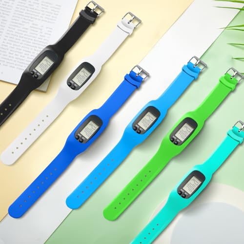 Geyoga 歩数計 12個 歩数計 歩数計 時計 シリコン歩数トラッカー ランニングブレスレット 足首ステップカウンター カロリー燃焼と歩数計用 (マルチカラー)