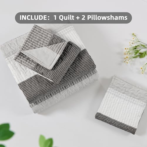 Andency California King Quilt Set - Dark Grey Lightweight Soft Quilt Cal King - Summer Bedspread California King Size - Bedding Coverlet for All Seasons (Includes 1 Quilt, 2 Pillow Shams) by Andency - Used condition - Image 8