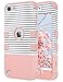 ULAK Case for iPod Touch 6/5th Generation,iPod Touch Case 7th Generation, Shockproof Anti Slip Anti-Scratch Protective Cover with Hybrid High Soft Silicone (Minimal Stripes Rose Gold)