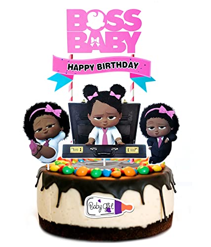 6 Pcs Cartoon Cake Toppers And Cupcake Toppers For Black Girls - Theme Birthday Cake Decorations Party Supplies #TOP19