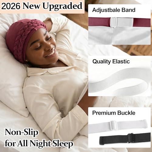 Image of Ababalaya Adjustable Satin Lined Turban for Women Mens Halo Turban Silky Lined Head Wraps for Waves Braids Locs Sleep Cap