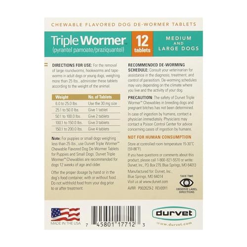 Durvet Triple Wormer for Medium and Large Dogs  Cucciolini Doodles Durvet triple wormer for medium and large dogs   cucciolini doodles