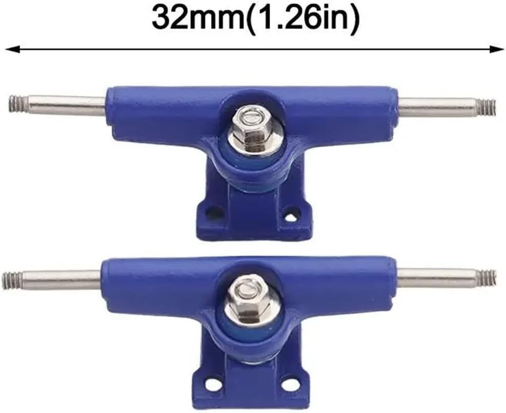 4 Pcs with Nuts Fingerboard Truck Toy Hobby Collectors Bolts Bearing Deck Brackets Model 32mm Finger Skateboard Parts(Blue)