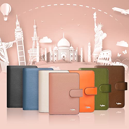 Passport Holder Genuine Leather Passport Wallet Rfid Blocking For Men And Women Designer Passport Cover With Snap Closure Fit For 4 X 3 Inches Immunization Record Card Beige #TOP5