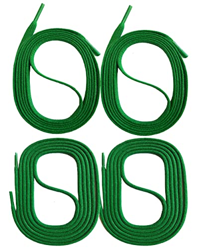 SNORS 2 par vaxade skosnören, runda och platta, 18 färger, 45–150 cm – slitstarka, stabila, skoband i bomull för affärer, läderskor, stövlar, Grön, 60cm RUND 2mm