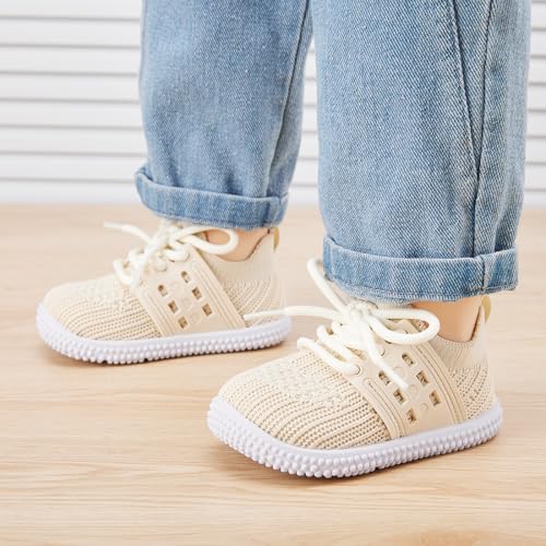 Image of BMCiTYBM Baby First Walking Shoes Boys Girls Infant Sneakers Breathable 6 9 12 18 24 Months Camel Size 6-12 Months Infant