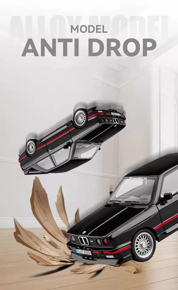 Image of Big size1:24 B-M-W M3 E30 1988 1:24 diecast Metal Pullback Toy car with openable Doors & Light, Music Boys car for Kids Best Toys Gifts Toys for Kids (Black Color)