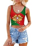 Mainfini World Cup Fashion Sexy ärmelloses Cropped Top für Frauen Portugal Team Supporters Vest Top Rot M