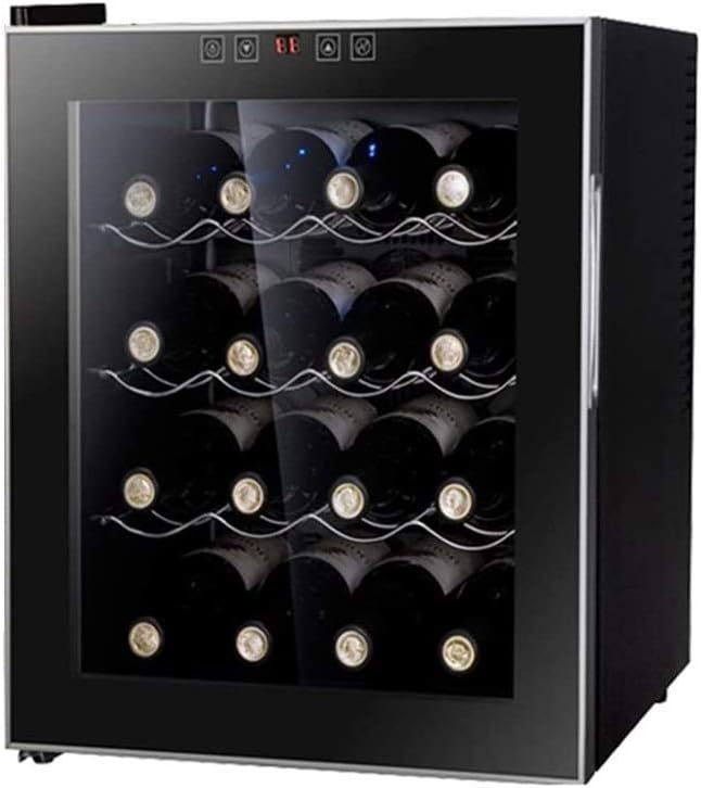 16 Bottle Free Standing Wine Cooler Black and Stainless Steel Red Wine Wine Cabinet Household Mini Electronic Embedded Wine Cabinet Ice Bar Refrigerated