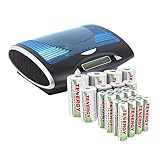 Tenergy T9688 Universal LCD Battery Charger + 24 pack Centura Pre-Charged NiMH Batteries (8xAA, 8xAAA, 4xD, 4xC)