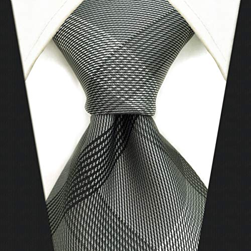 S&W SHLAX&WING Gravatas masculinas cinza xadrez 100% seda