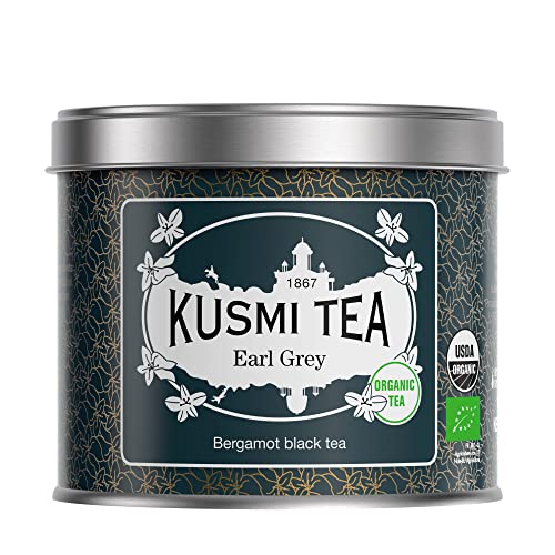 Kusmi Tea Earl Grey - 3.5 oz Loose Tea Tin - Organic Earl Grey Black Tea - Flavored with Bergamot Essential Oil From Italy