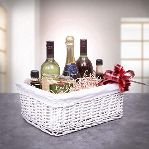 woodluv New White Wicker Storage Basket With White Lining Large