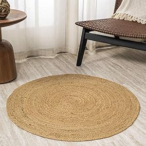 The Home Talk Jute Area Boho Rug 3′ or 90 cm Round Handwoven Natural Indoor Party Décor Floor Mat, Boho Chic Style Durable Rugs Ideal for Easter Gatherings, Dining, Kitchen, Front Door Carpets