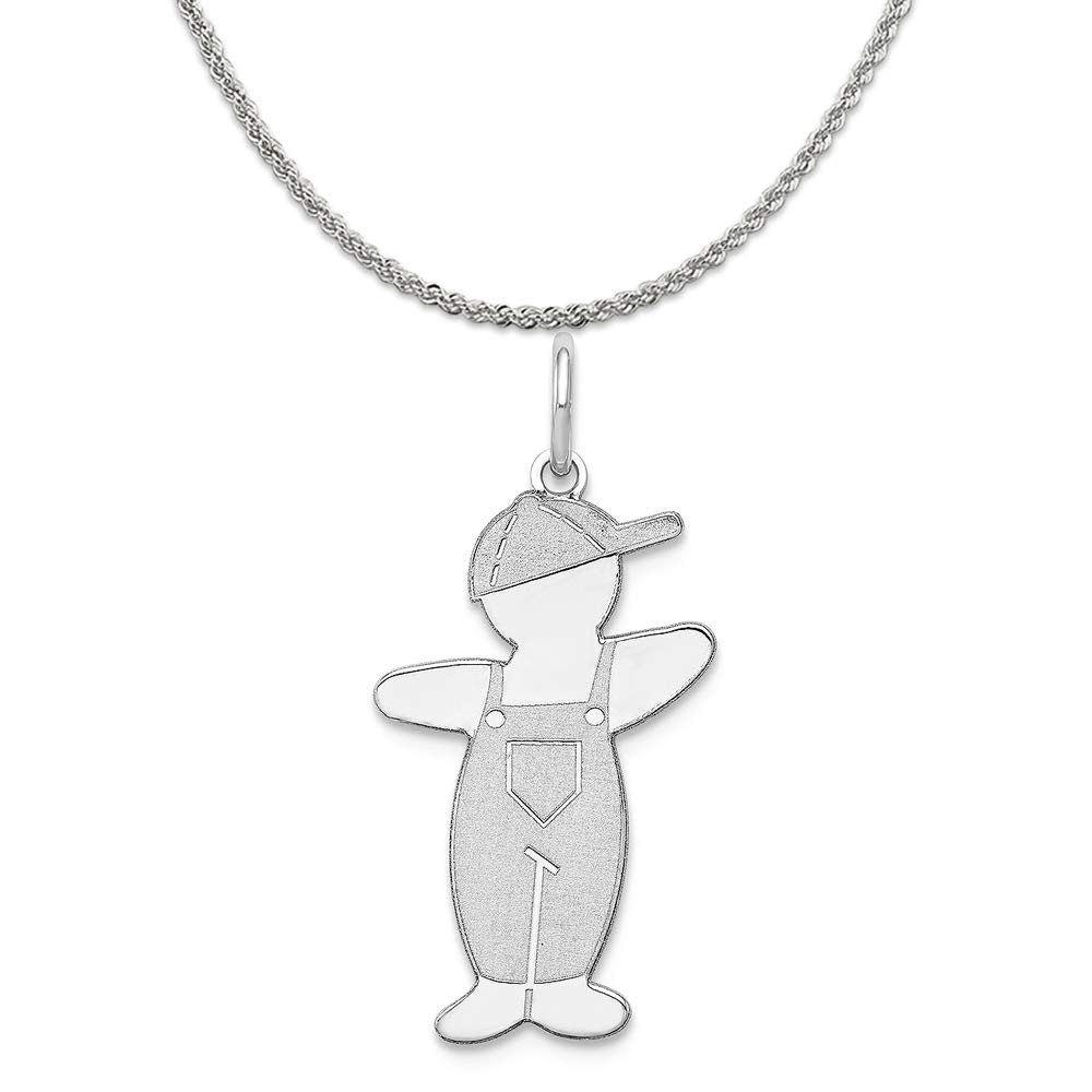 Mireval Sterling Silver Pee-Wee Cuddle Charm on a Sterling Silver Rope Chain Necklace, 18"