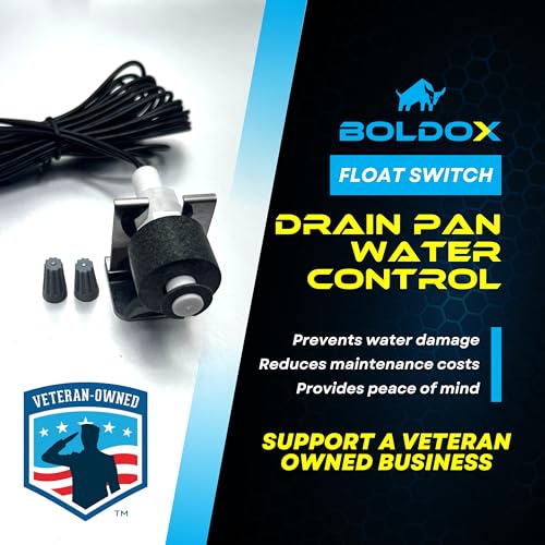 AC Pan Float Switch Wire Nuts Included - BOLDOX Water Leak Detector for Condensate Drain Pans & Air Conditioner Drip Pan - HVAC Safety Switch Flood Water Sensor for AC Drain Pan - Wet Switch HVAC Tool