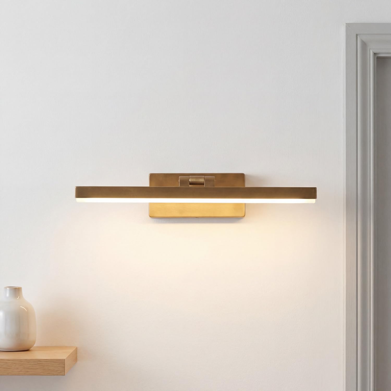 Licht-Erlebnisse LED Bilderleuchte Messing verstellbar Aluminium 9 W 3000 K warmweiß Wohnzimmer Flur B:40,5 cm Akzentbeleuchtung Wand Bilderlampe Wandlampe Galerie