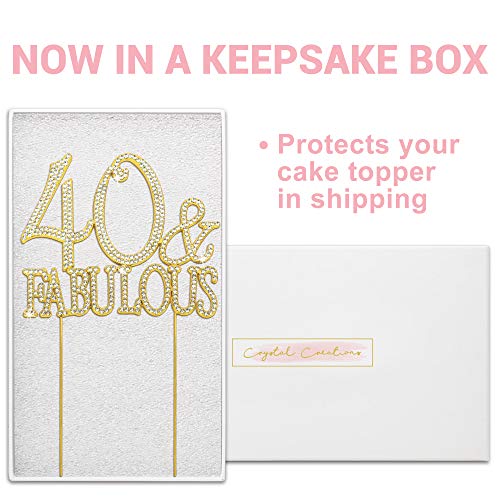 40 Cake Topper - Premium Gold Metal - 40 And Fabulous - 40Th Birthday Party Sparkly Rhinestone Decoration Makes A Great Centerpiece - Now Protected In A Box #TOP1