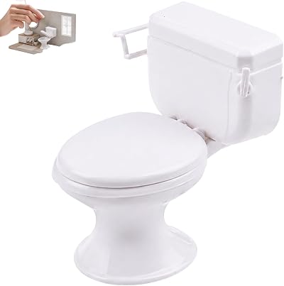 White Dollhouse Miniature Bathroom Toilet, Vintage Style Furniture Accessory, Miniature Classic Bathroom Baby Toilet Toy Tiny Cake Topper Bathroom Furniture Dollhouse Accessories