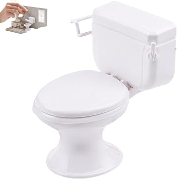 White Dollhouse Miniature Bathroom Toilet, Vintage Style Furniture Accessory, Miniature Classic Bathroom Toilet Tiny Cake Topper Bathroom Furniture Dollhouse Accessories