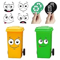 8 Stück Mülltonnen Aufkleber,Klebstoff Karikatur Ausdrücke Recycling Mülleimer Aufkleber Selbstklebende Dekorative Wand Aufkleber Augen und Mund DIY Großes Aufkleber,für Kühlschrank Eimer Wand
