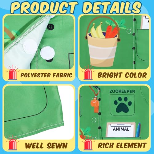 Jiuguva 12 Pcs Kids Role Play Costume Dress up Clothes for Kids Community Helper Career Cosplay Doctor Construction Workers Fireman Police Halloween Costumes for Career Day Pretend Play3