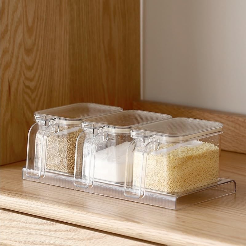 Seasoning Box Small Spice Jar Kitchen with Spoon Household Condiment