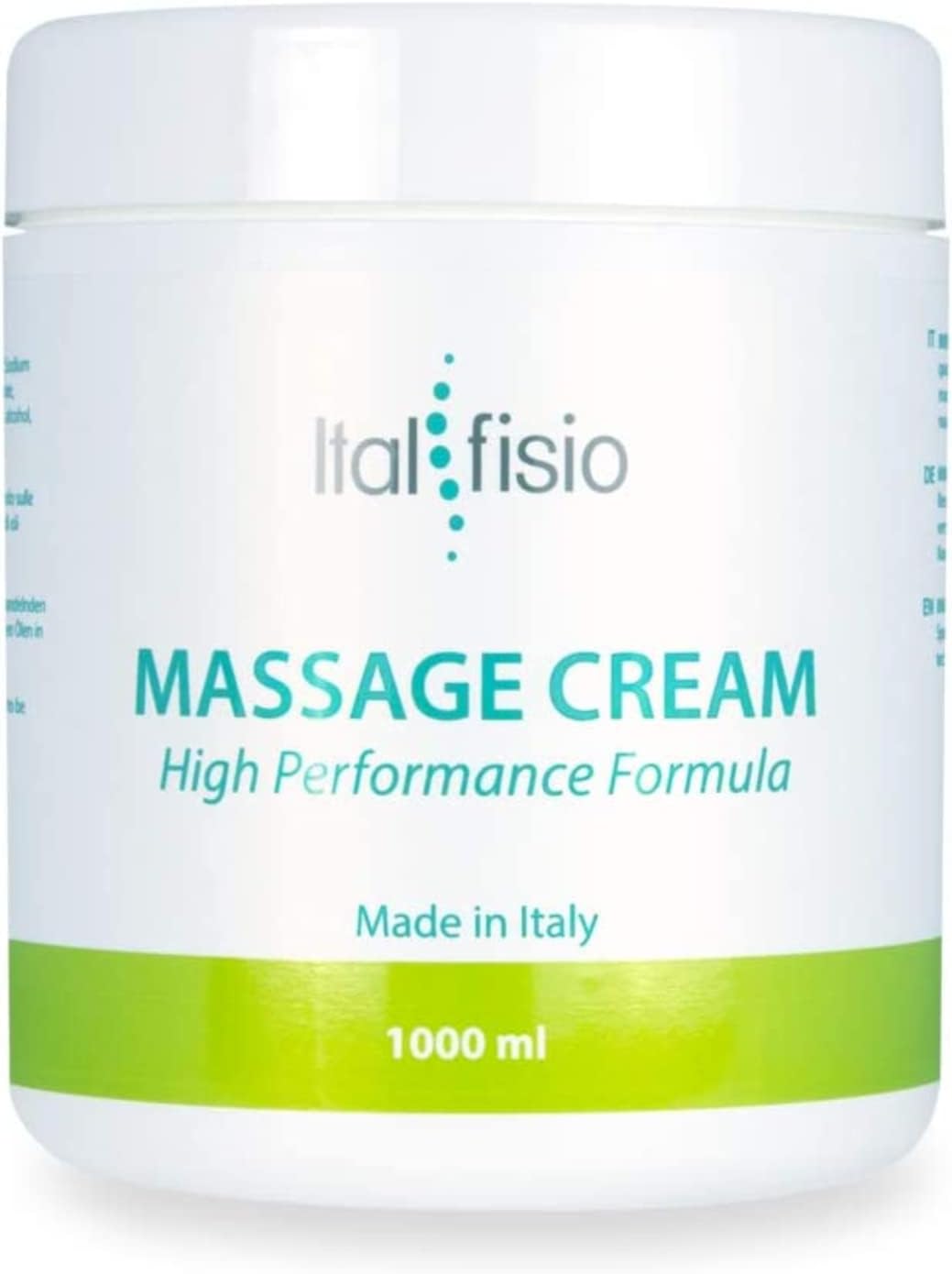 Massage Cream by Italfisio. Professional Hydrating Massage Cream for Physiotherapy and Wellness. 1000ml