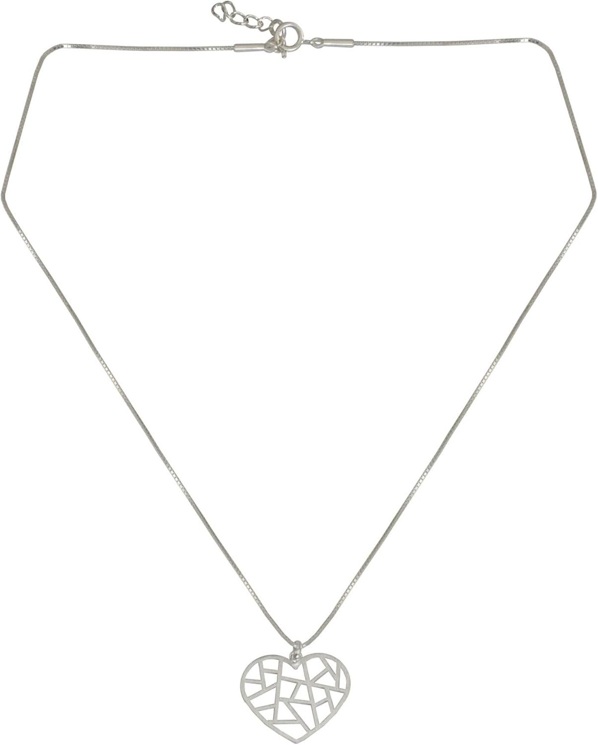 NOVICA Artisan Handmade Sterling Silver Heart Pendant Thailand Modern [18 in L 1 mm W Pendant(s) 0.8 in L x 1 in W Extender 1.2 in L] ' Paths of Love'