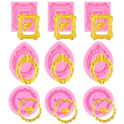 Picture Frame Chocolate Molds Silicone 9 Pcs Frame Molds Silicone for Candy