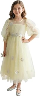 Aarika Girls Lemon Colour Net Self Design Gown Price In India