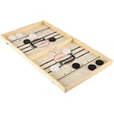 Fast Sling Puck Game - Large Size Table Hockey with 10 Pucks - Wooden Knock Hockey for Family Game Night and Parties - Two-Player Fun for All Ages by Trademark Games