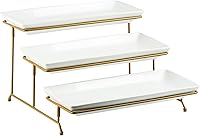 Vista 10 de YHOSSEUN Bandeja Grande de 3 Niveles con Soporte para Servir, Platos para Servir para Entretenimiento, Bandeja de Servir Escalonada para el Día