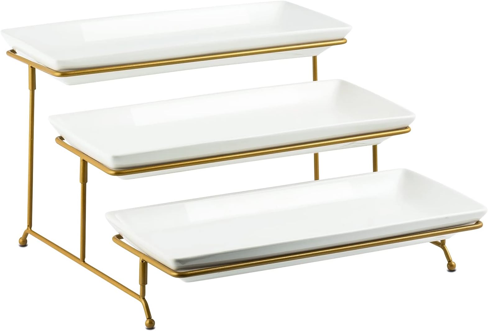 YHOSSEUN Large Tiered Serving Stand with Platters 3 Tier Serving Stand Serving Tray for Dessert Server Display Collapsible Sturdier Metal Rack