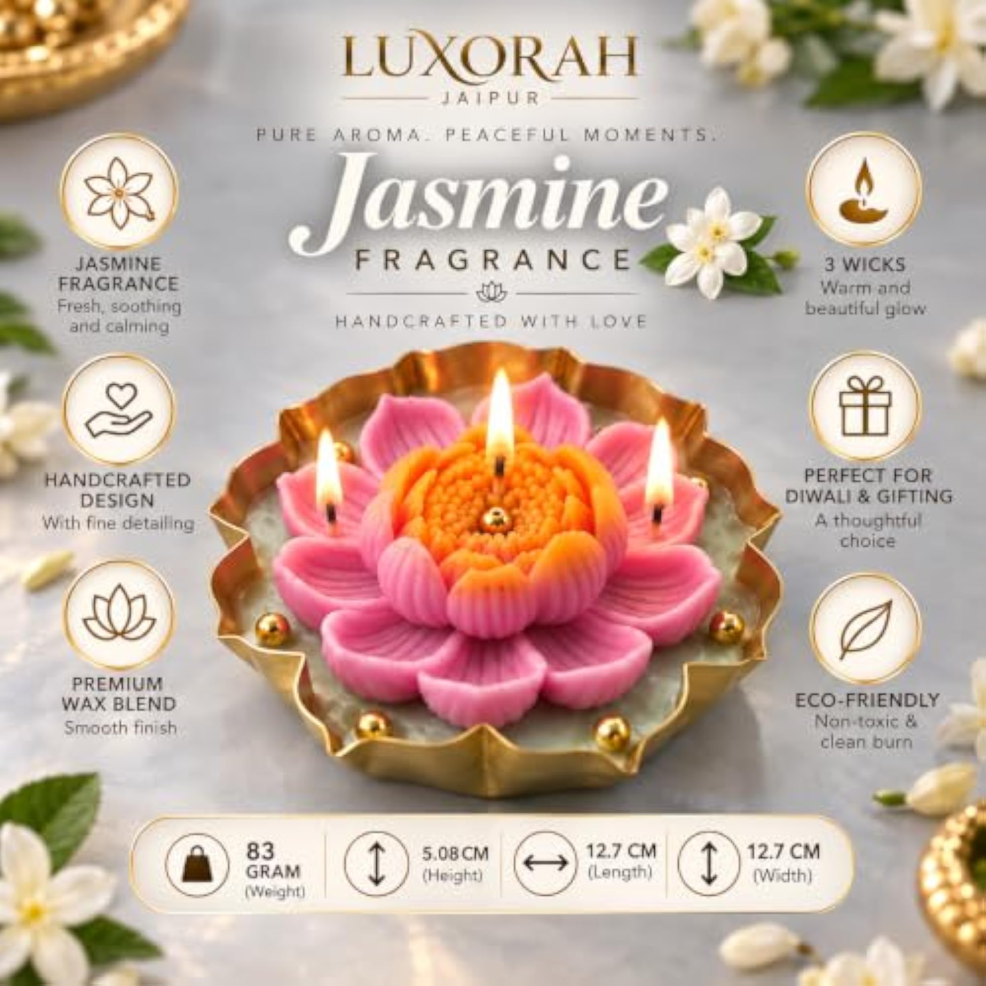 Jasmine Lotus Candle for Diwali Celebrations