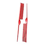 CocoBlack Naturals 3 Row Styling Comb For Detangling, Defining And Separating Curls (Bright Red)