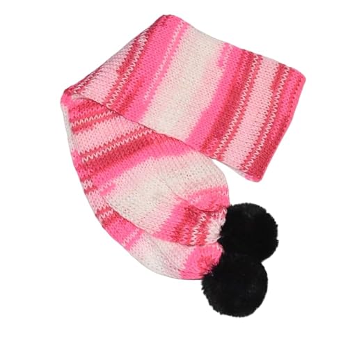 Générique - Écharpe Fantaisie Tricotée Main pour Fille, Colorisau choix, Pompons, 100% Acrylique (Rouge)