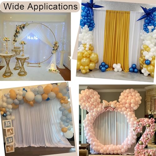 50ft x 10ft Wrinkle Free White Backdrop Curtains for Parties Wedding, 10 Panels 5x10ft Silky Soft Polyester Photo Backdrop Drapes for Party Birthday Baby Shower Photography Cloth Background by NSSONBEN - Used condition - Image 9