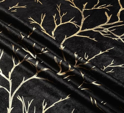 Image of Curtains 9 Feet Long for Living Room - Long Door & Window Curtain Set 1 Pcs Panel, Velvet Blackout & Stylish Parda for Home Decor & Office Black Colour 9 feet -1 pcs