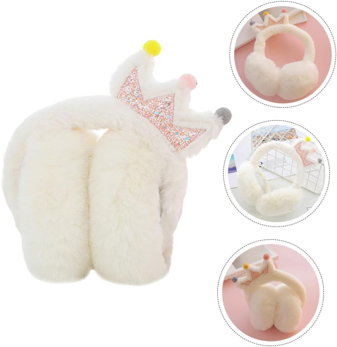Veemoon Cartoon Earmuff Boys and Girls Earmuffwinter Outdoor Ear Cover Comfortable Crown Pattern Ear Muff Random