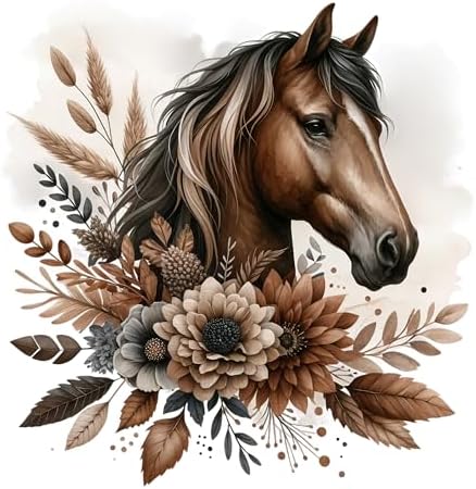 Fabric Panel 8"x8" Floral Brown Horse 100% Cotton Quilting Sewing Square M2406 image 4