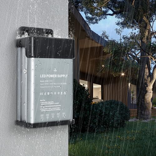 Image of 24V 150W LED Power Supply Rainproof IP44, Ultra Slim LED Transformer 100-240V AC to 24V DC 6.25A Converter Quiet Low Volt LED Driver Constant Voltage Driver Adapter for Indoor and Outdoor