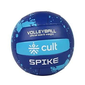 CULT Volleyball Spike Blue Size 4 Official Training & Match Volleyball for Indoor & Outdoor Play Durable PVC, Strong Grip, Soft Touch & Air Retention